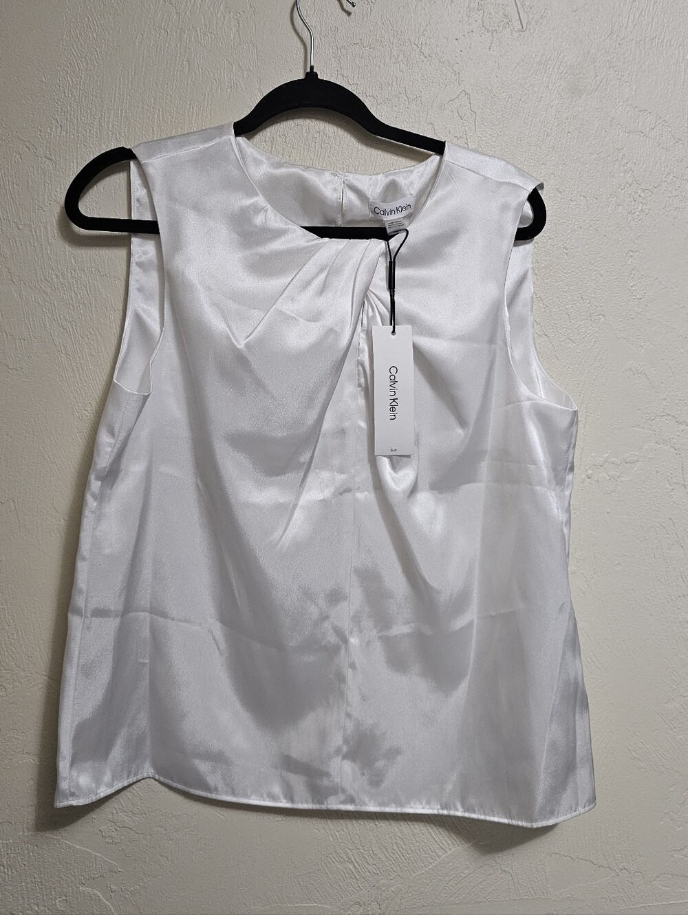 Calvin Klein White Satin Sleeveless Top